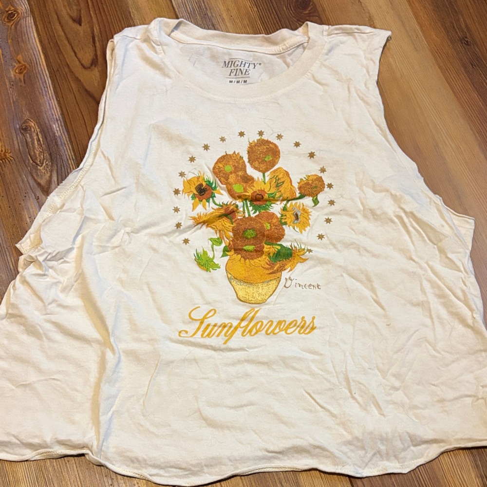 Mighty Fine Cream Sunflower Graphic Tank